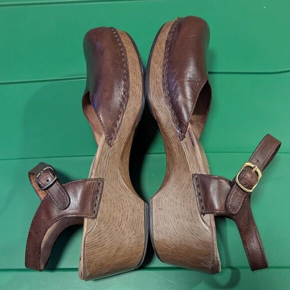 Dansko Sam Leather Mary Jane Scandi Girl Ankle Strap Buckle Heel Sandal Clogs - Picture 3 of 7
